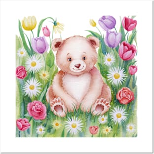 Teddy Bear in Garden -Painting Posters and Art